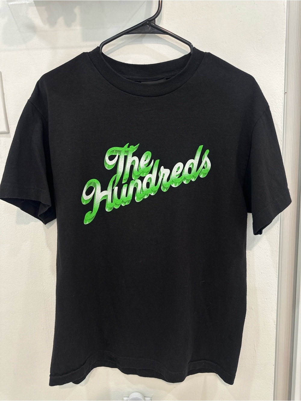 The Hundreds Black Tee with Green Script Logo